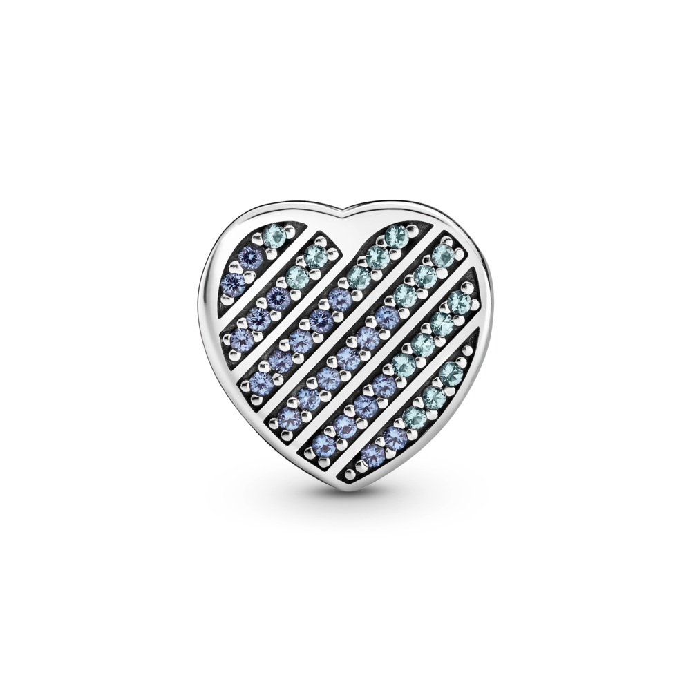 Blue Pavé Heart Clip Charm