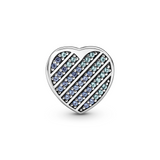 Blue Pavé Heart Clip Charm