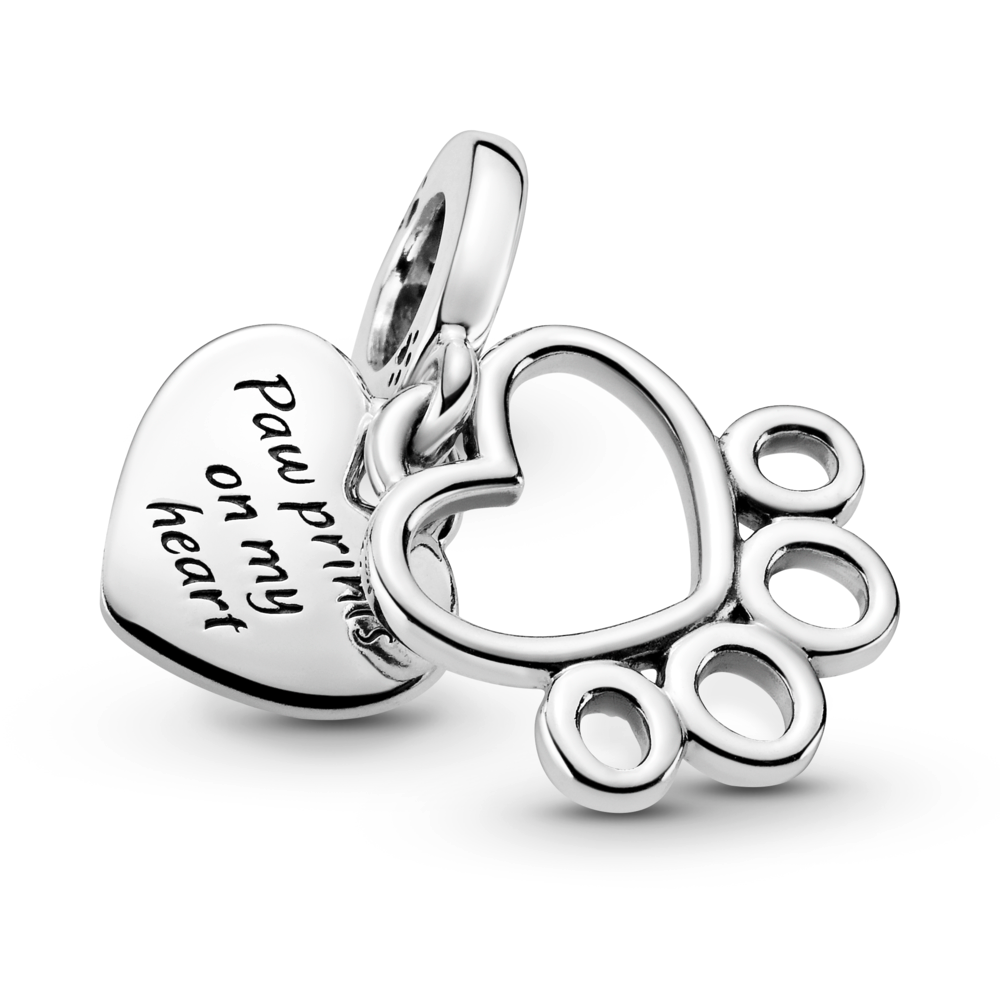 Hearts & Paw Print Dangle Charm