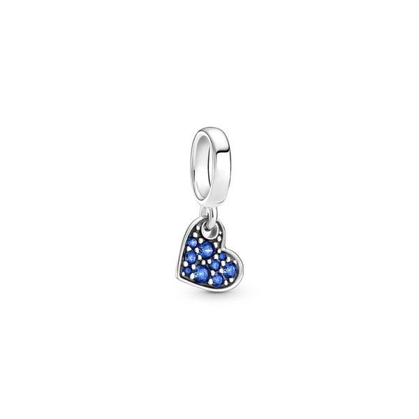 Stellar Blue Pavé Tilted Heart Dangle Charm