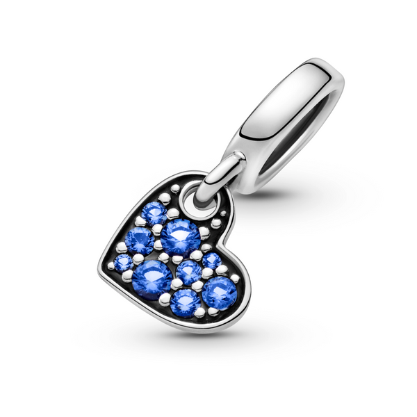 Stellar Blue Pavé Tilted Heart Dangle Charm