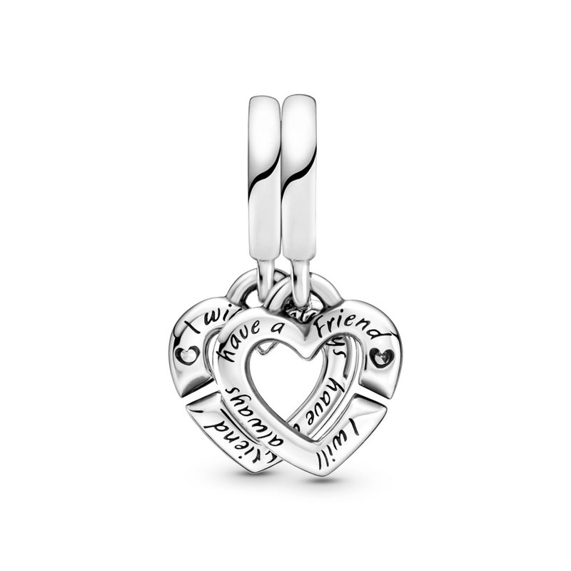 Linked Sister Hearts Split Dangle Charm