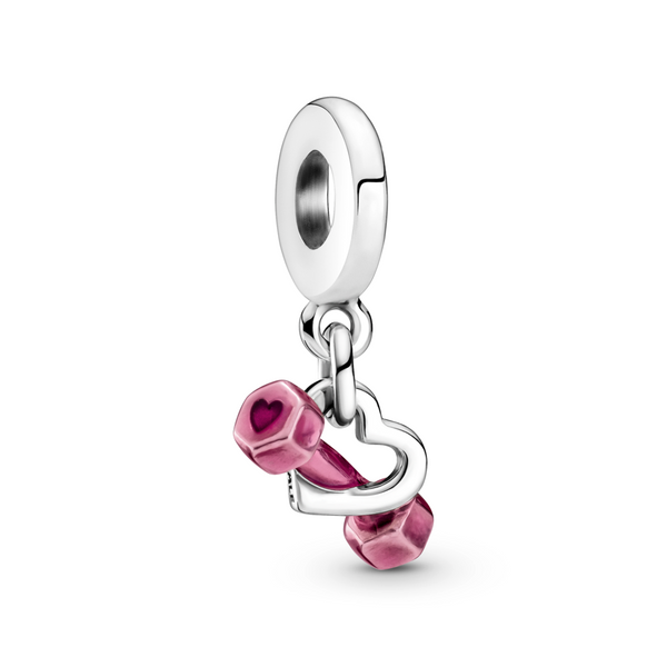 Dumbbell & Heart Dangle Charm