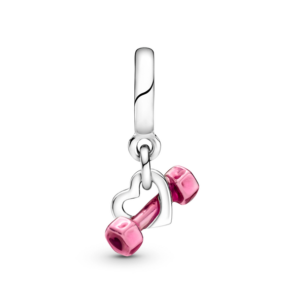 Dumbbell & Heart Dangle Charm