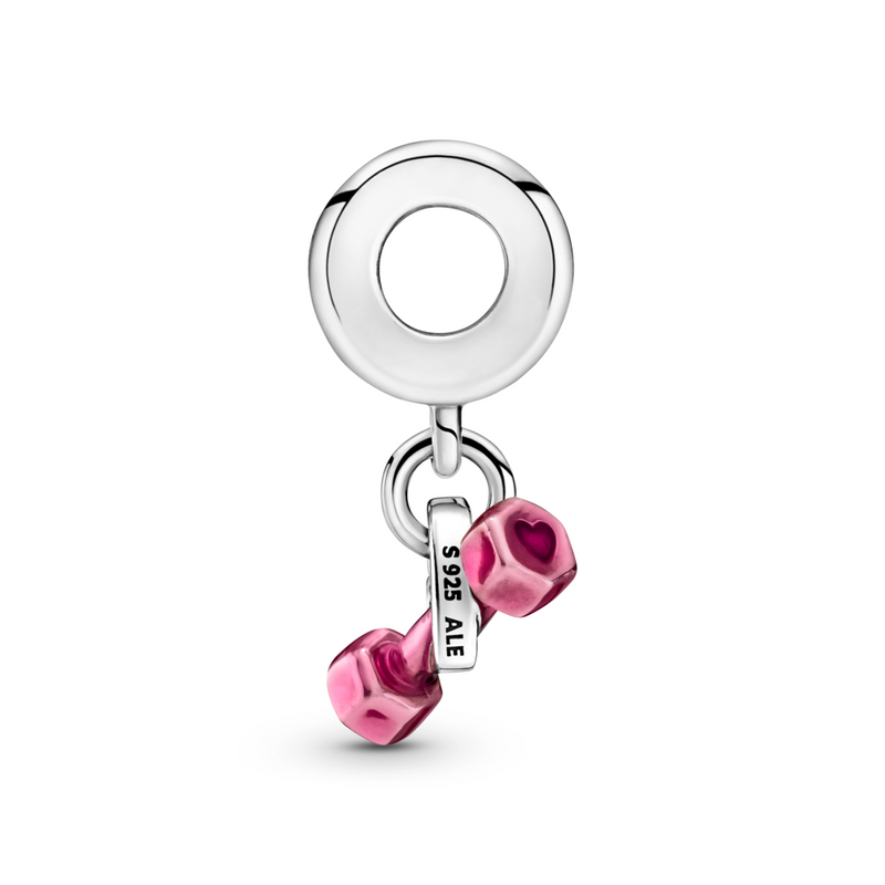 Dumbbell & Heart Dangle Charm