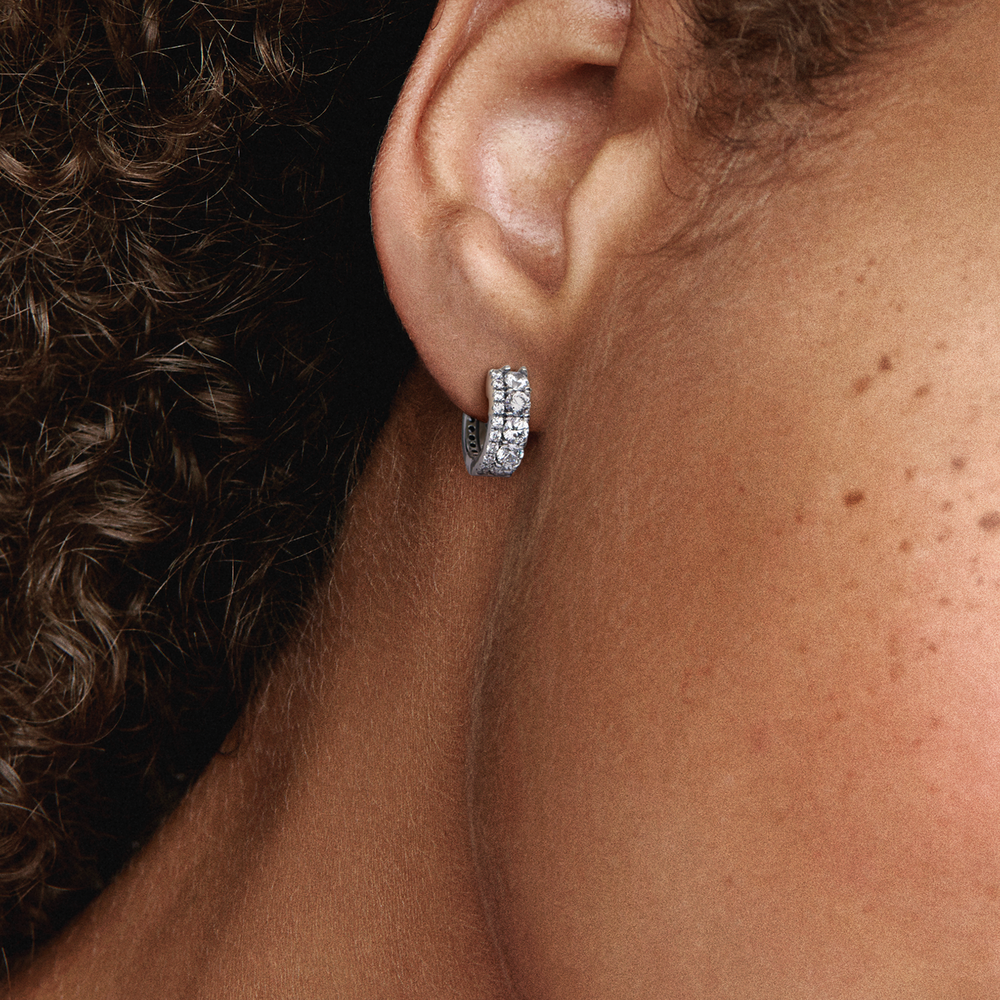 Pandora Timeless Double Band Pavé Hoop Earrings