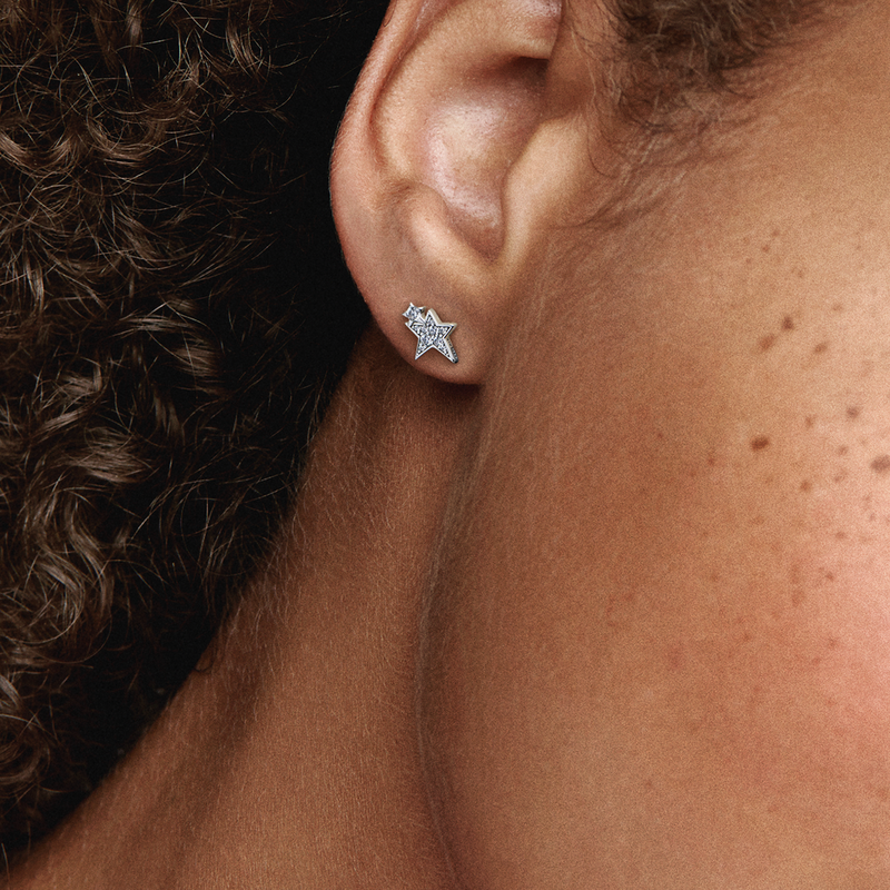 Sparkling Asymmetric Stars Stud Earrings Pandora Jordan
