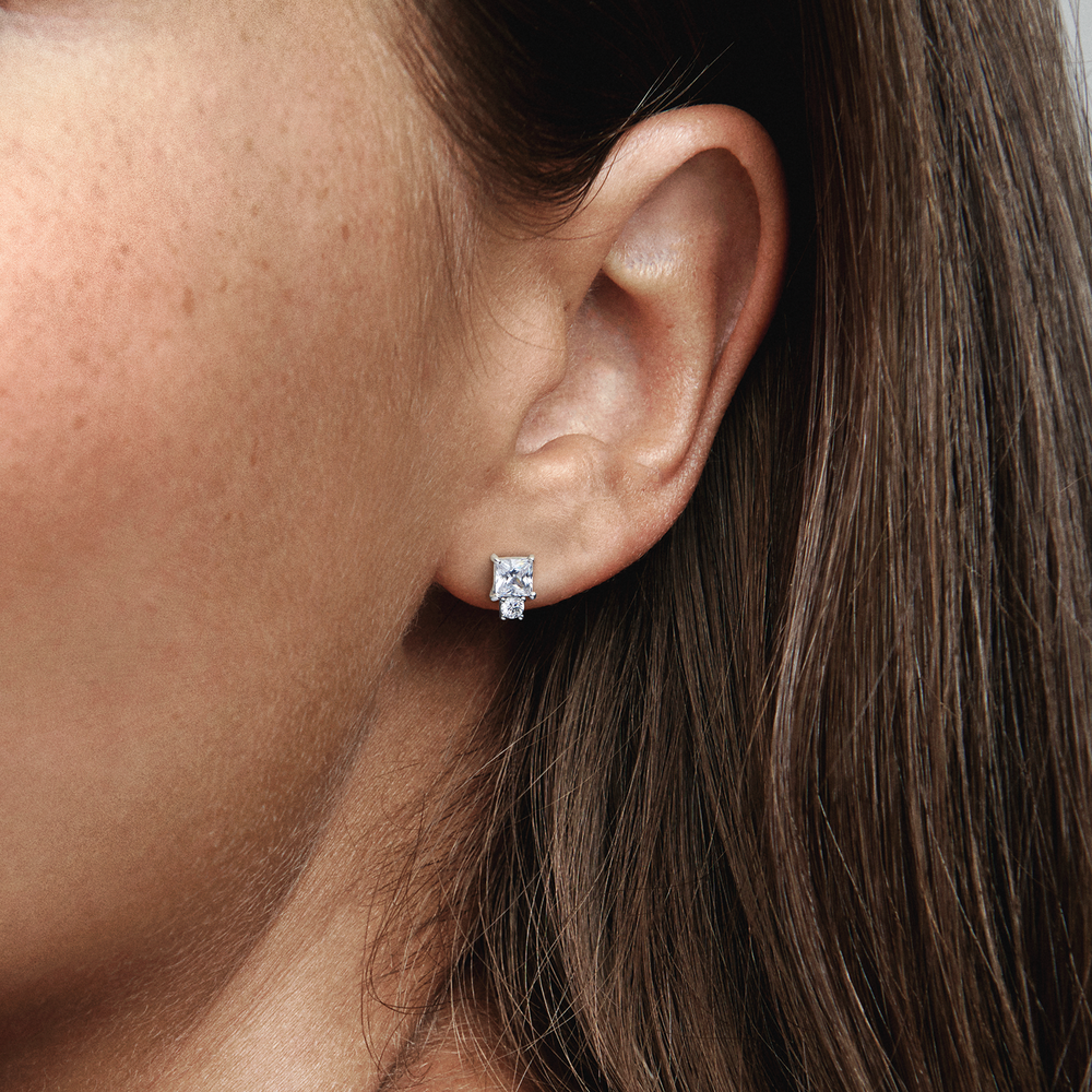 Pandora Timeless Sparkling Round & Square Earrings