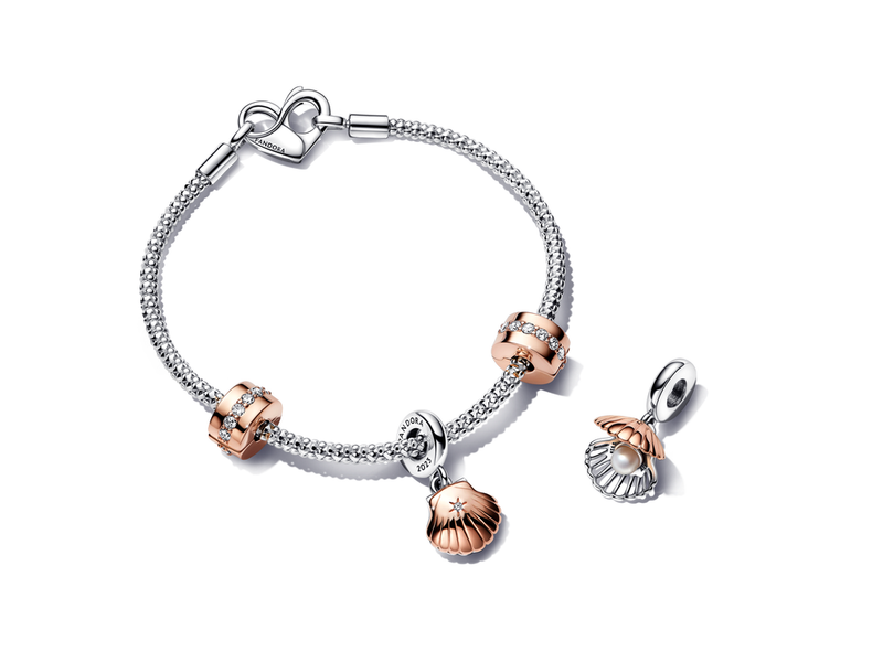 Pandora Club 2023 Sea Shell & Treated Freshwater Cultured Pearl Dangle Charm