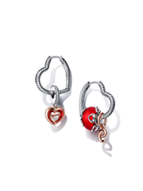 Frosted Red Murano Glass & Hearts Charm