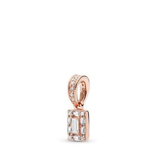 Ice cube 14k Rose Gold-plated pendant with clear cubic zirconia