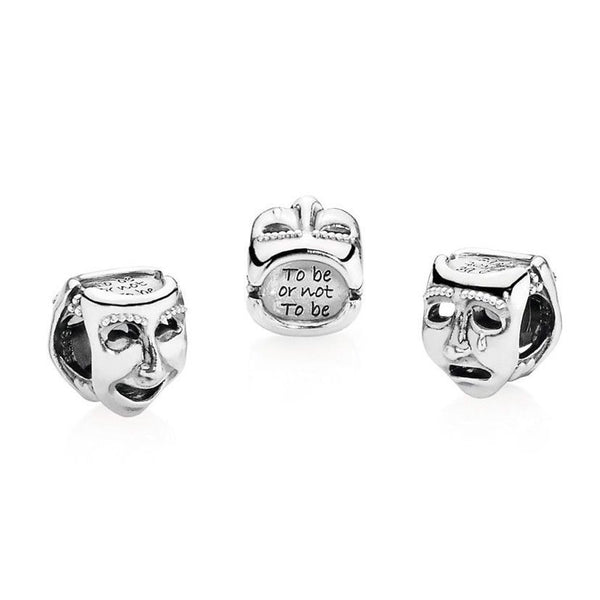 Theatre masks silver charm