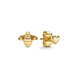 Bee and heart 14k Gold Plated  stud earrings