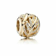 Feather gold charm with cubic zirconia