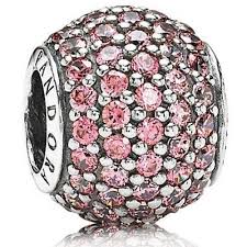 Abstract pave silver charm with fancy pink cubic zirconia