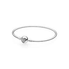 Silver bangle with ice crystal heart clasp with clear cubic zirconia