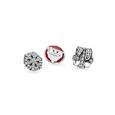 Petite elements pack in silver with Santa with mixed enamel colours, snowflake with clear CZ and silver gift with clear CZ