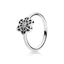 Floral daisy lace silver ring