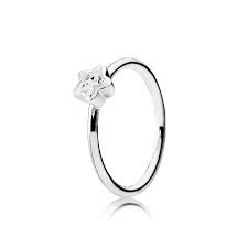 Star silver ring with clear cubic zirconia