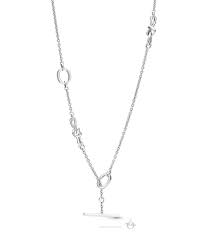 Knotted hearts silver T-bar necklace
