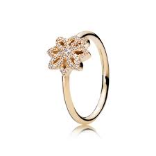 Floral ring in 14k with clear cubic zirconia