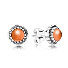 Silver stud earring, birthstone-July,  carnelian