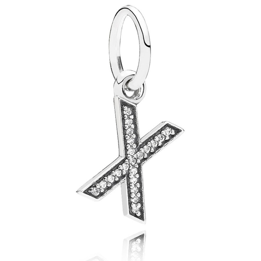 Letter X Silver Dangle