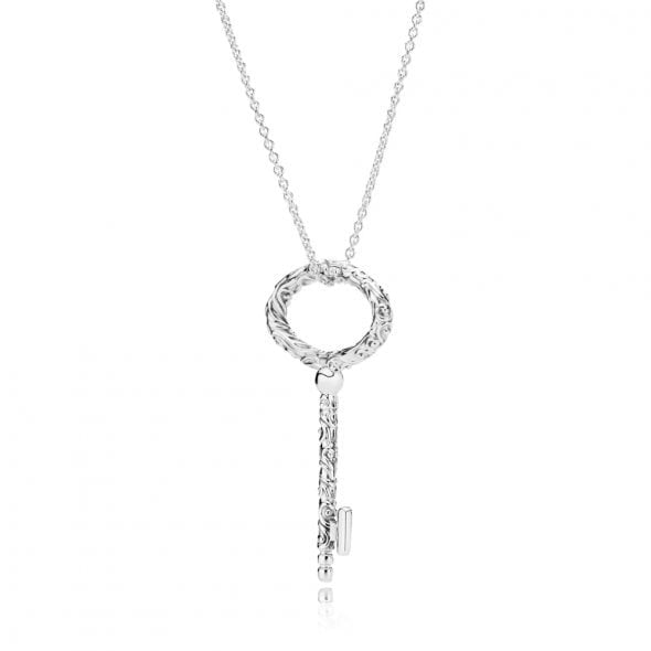 Regal pattern key silver pendant and necklace