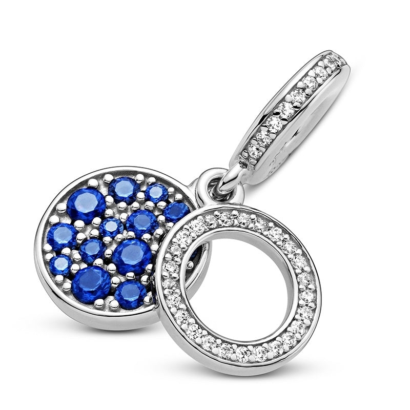 Sparkling Blue Disc Double Dangle Charm