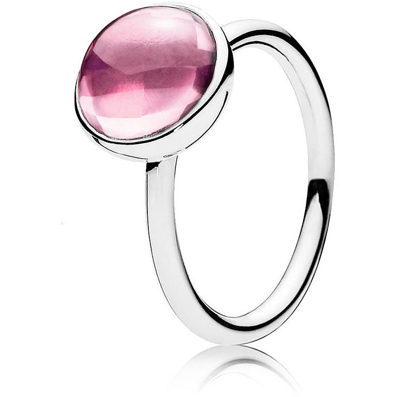 Silver ring with pink cubic zirconia