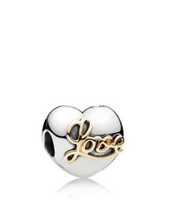 Heart silver clip with 14k love script