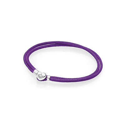Silver double fabric cord bracelet, purple